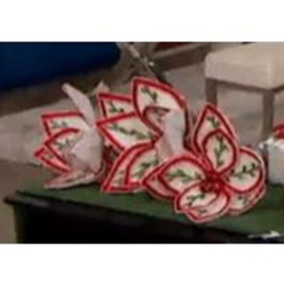 No Brand Other - Set of 4 White Felt Design Christmas Poinsettia Picks Valerie Parr Hill Collecti